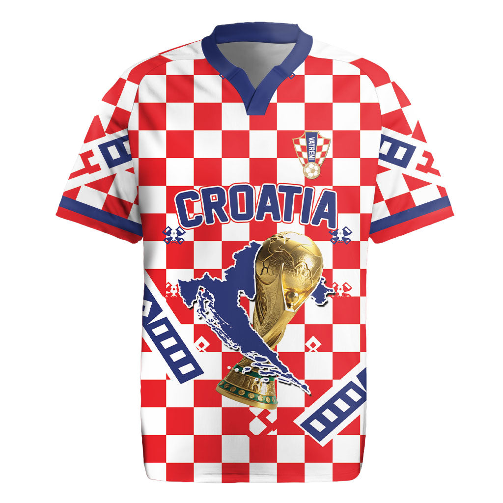 Custom World Football Croatia Rugby Jersey Fearless Red Check Power