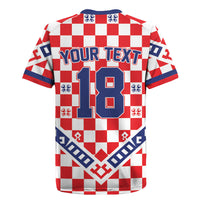Custom World Football Croatia Rugby Jersey Fearless Red Check Power