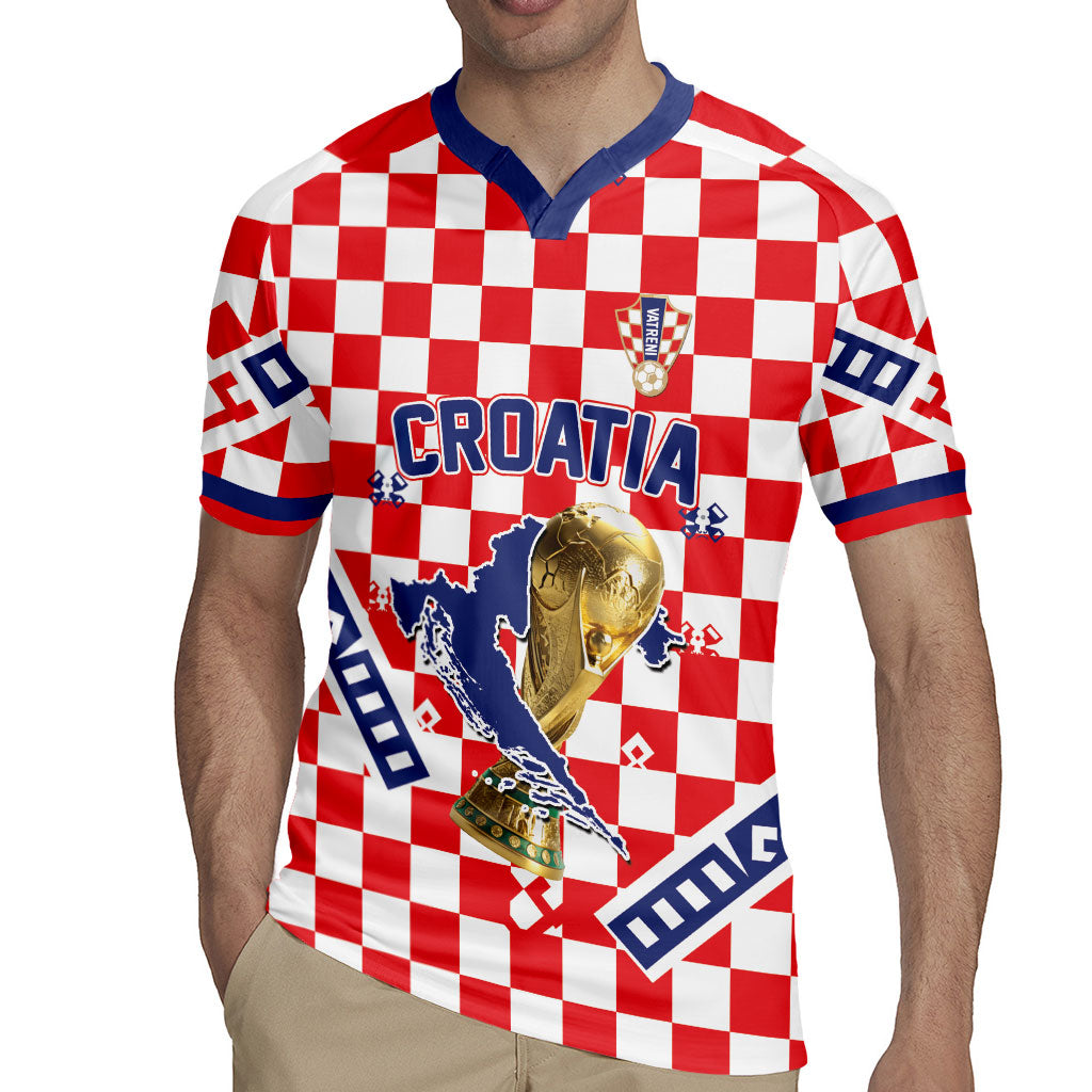 Custom World Football Croatia Rugby Jersey Fearless Red Check Power