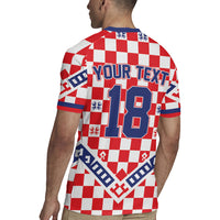 Custom World Football Croatia Rugby Jersey Fearless Red Check Power