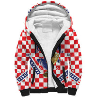 Custom World Football Croatia Sherpa Hoodie Fearless Red Check Power