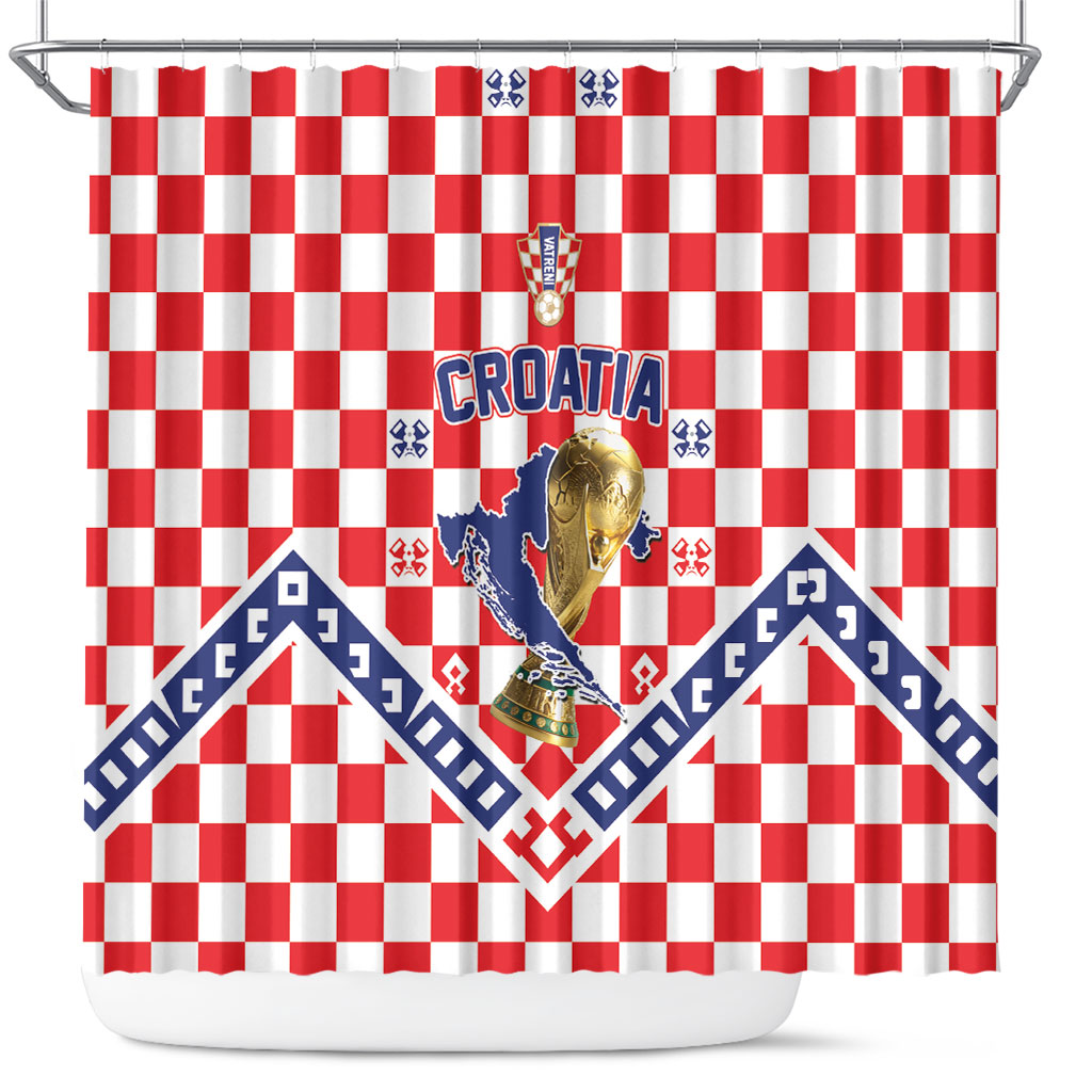 World Football Croatia Shower Curtain Fearless Red Check Power