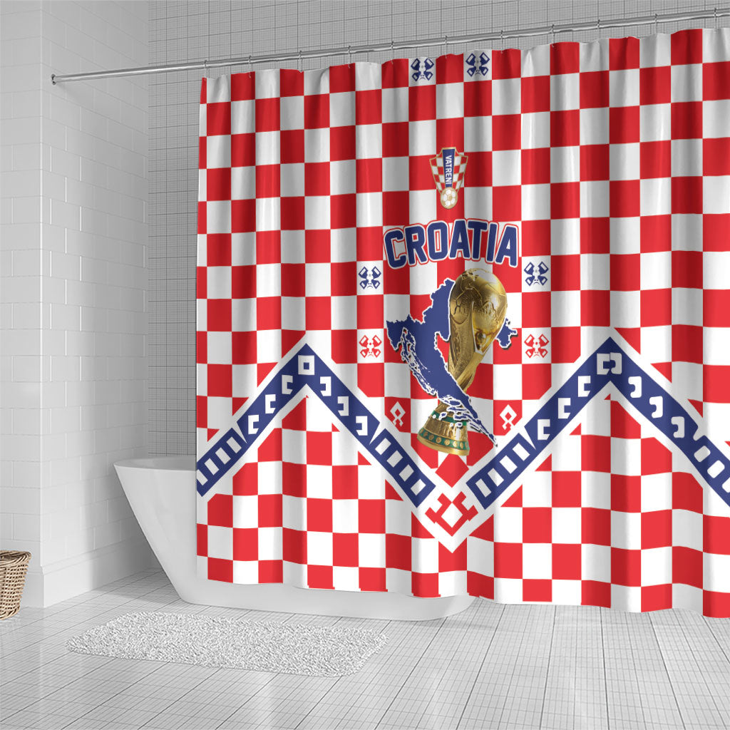World Football Croatia Shower Curtain Fearless Red Check Power