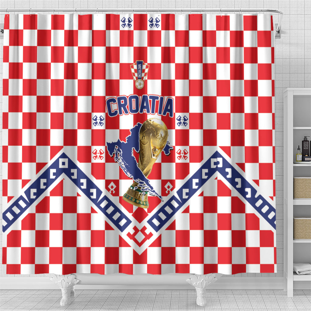 World Football Croatia Shower Curtain Fearless Red Check Power