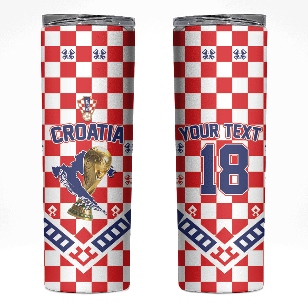 Custom World Football Croatia Skinny Tumbler Fearless Red Check Power