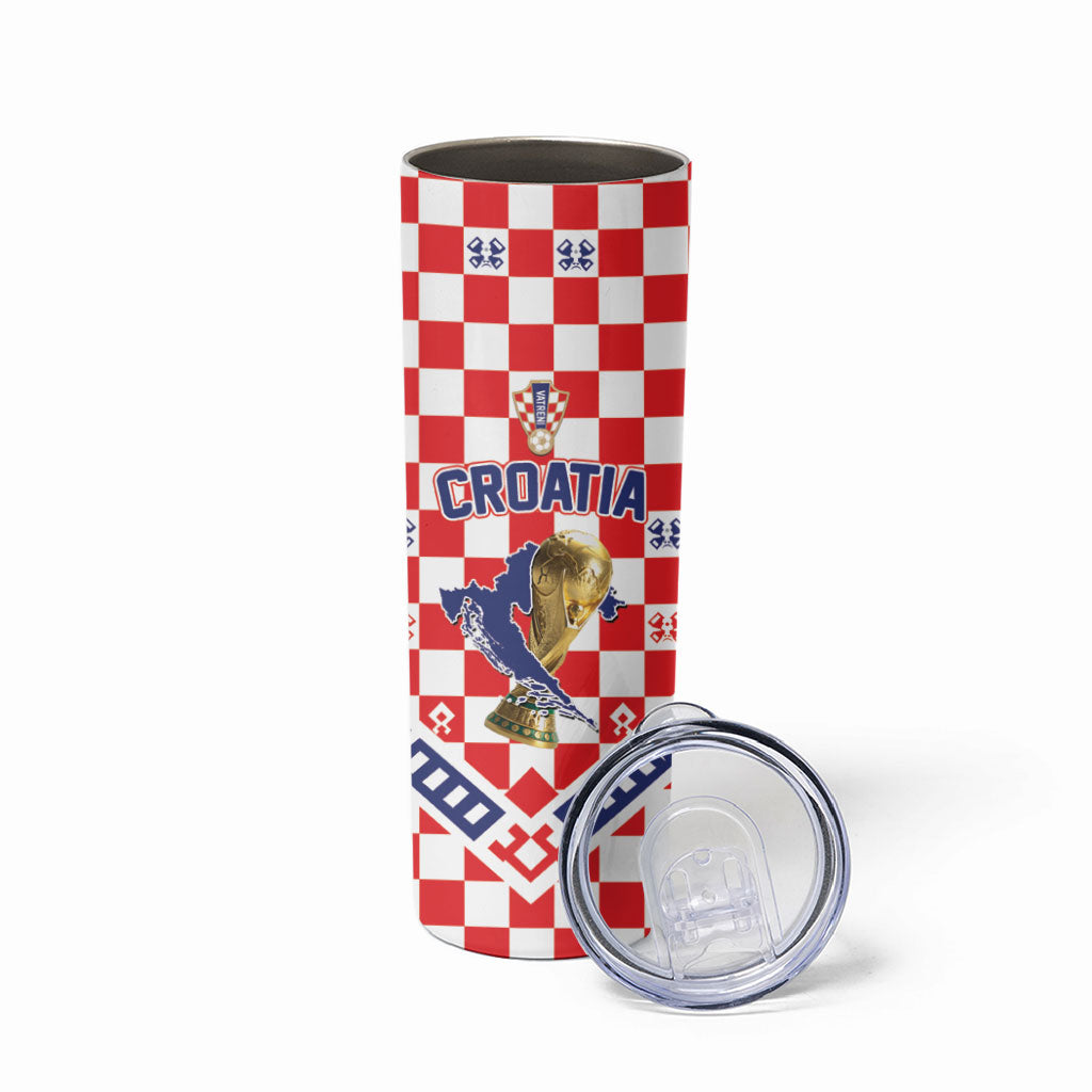 Custom World Football Croatia Skinny Tumbler Fearless Red Check Power