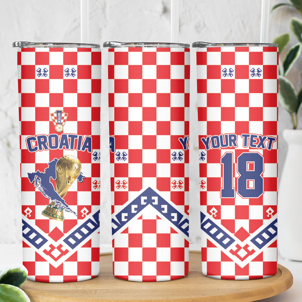 Custom World Football Croatia Skinny Tumbler Fearless Red Check Power