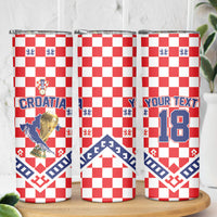 Custom World Football Croatia Skinny Tumbler Fearless Red Check Power