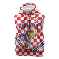 Custom World Football Croatia Sleeveless Hoodie Fearless Red Check Power