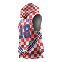 Custom World Football Croatia Sleeveless Hoodie Fearless Red Check Power