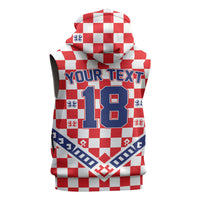 Custom World Football Croatia Sleeveless Zip Hoodie Fearless Red Check Power