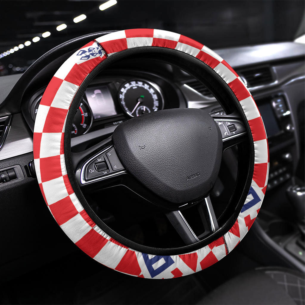 World Football Croatia Steering Wheel Cover Fearless Red Check Power
