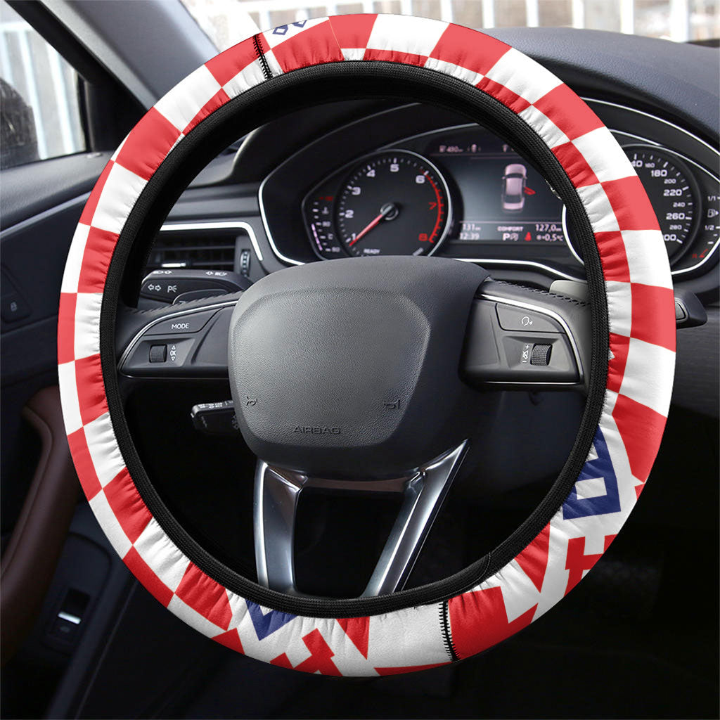 World Football Croatia Steering Wheel Cover Fearless Red Check Power