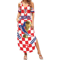 Custom World Football Croatia Summer Maxi Dress Fearless Red Check Power