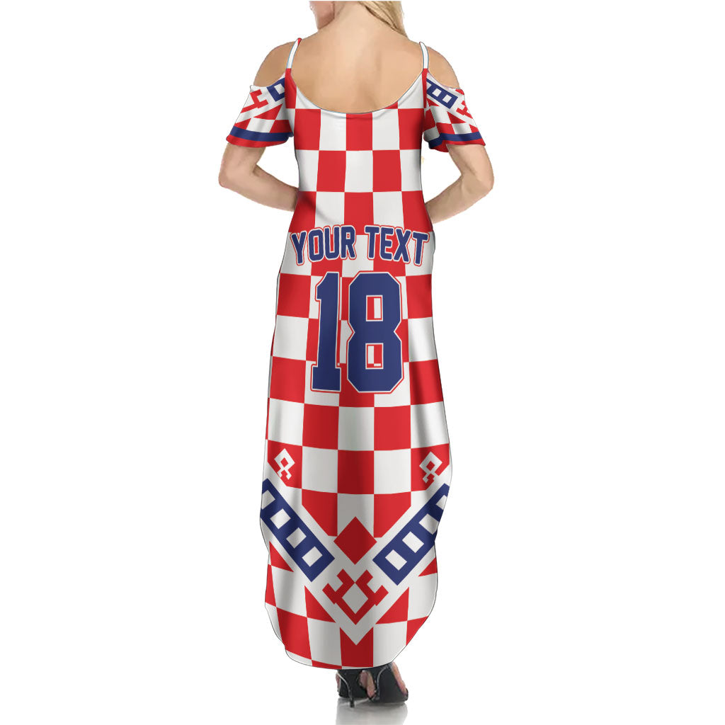 Custom World Football Croatia Summer Maxi Dress Fearless Red Check Power