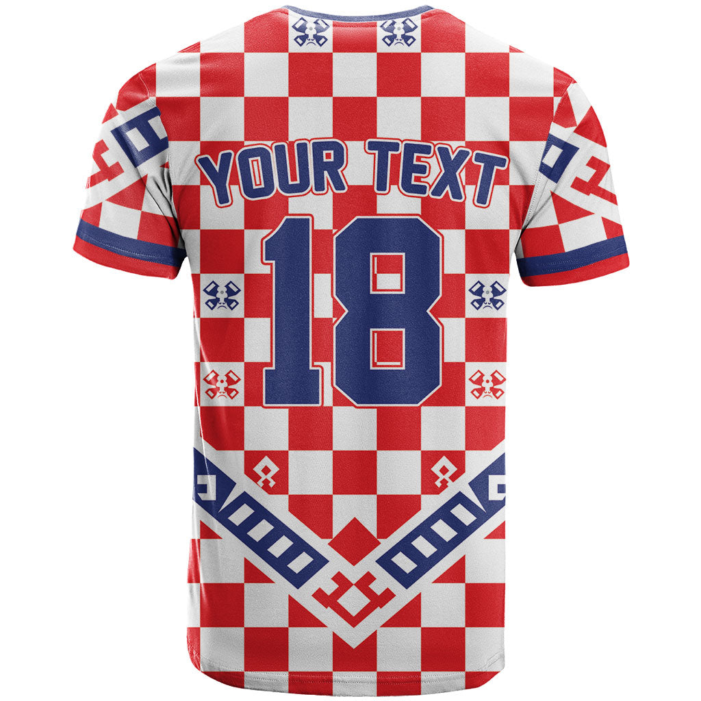 Custom World Football Croatia T Shirt Fearless Red Check Power