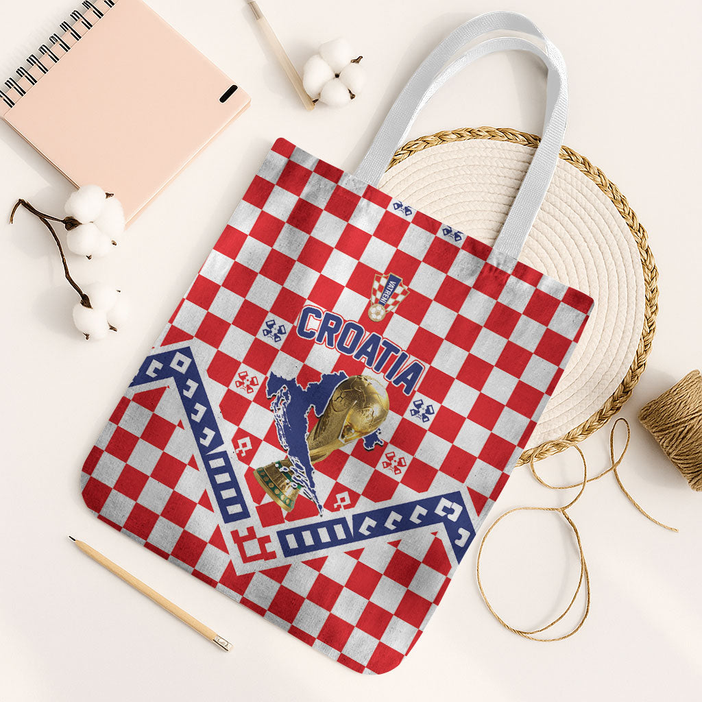 World Football Croatia Tote Bag Fearless Red Check Power