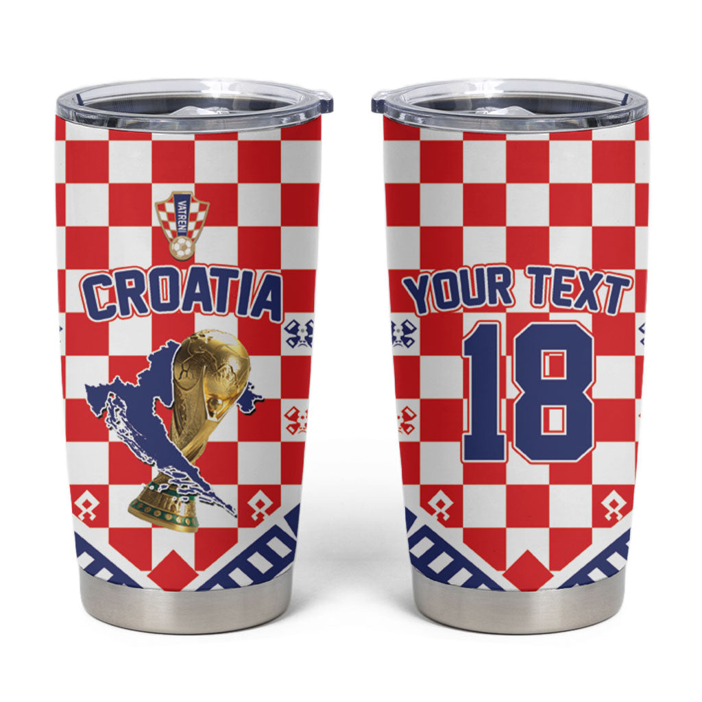 Custom World Football Croatia Tumbler Cup Fearless Red Check Power
