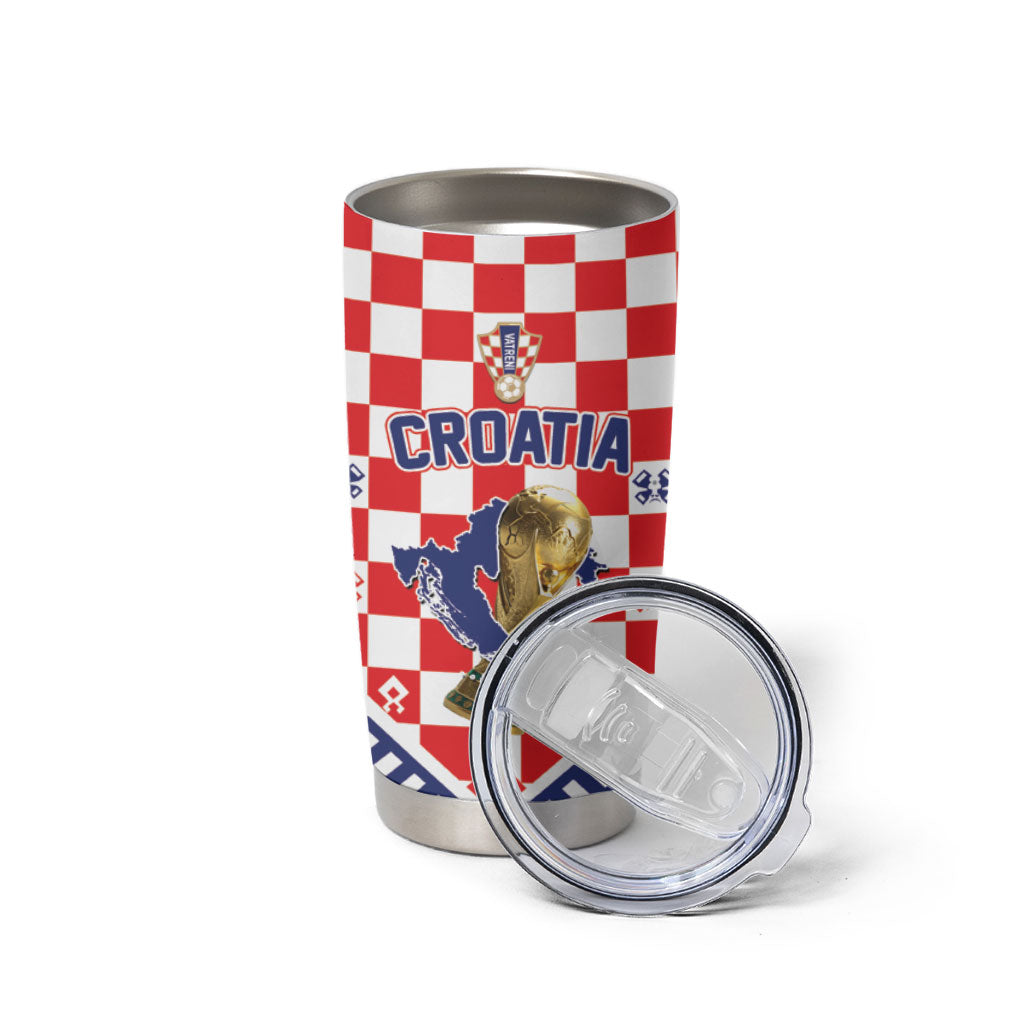 Custom World Football Croatia Tumbler Cup Fearless Red Check Power