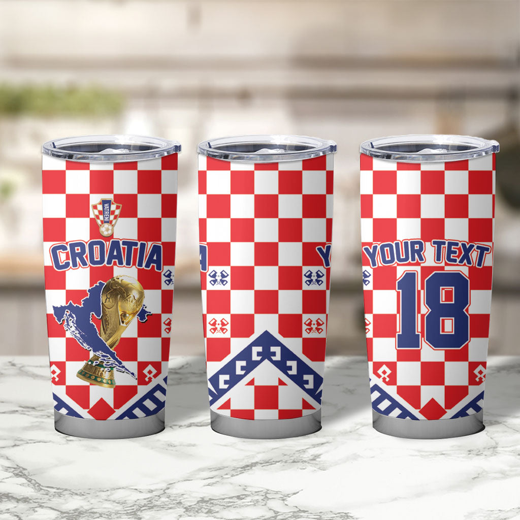Custom World Football Croatia Tumbler Cup Fearless Red Check Power