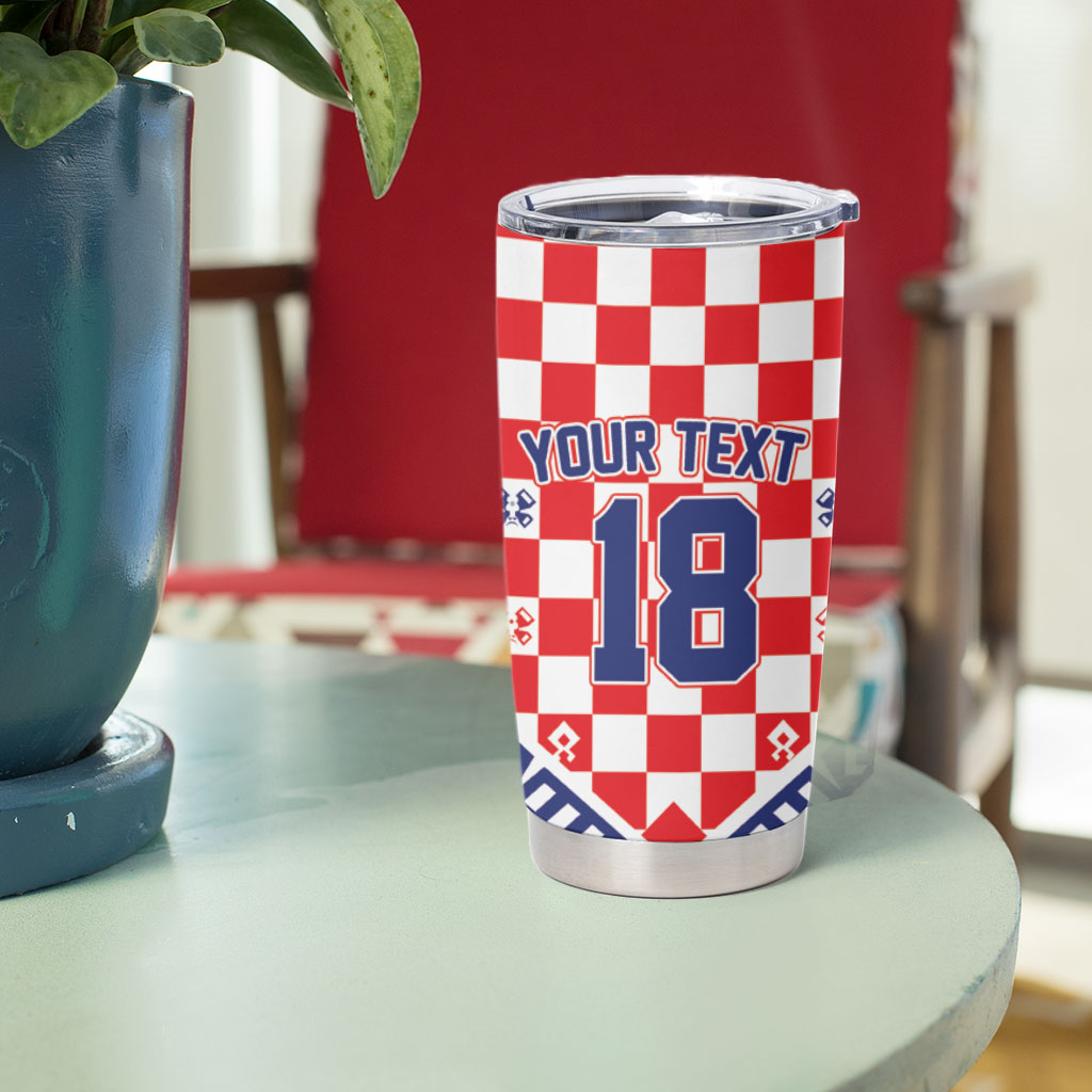 Custom World Football Croatia Tumbler Cup Fearless Red Check Power