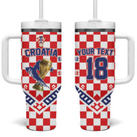 Custom World Football Croatia Tumbler With Handle Fearless Red Check Power