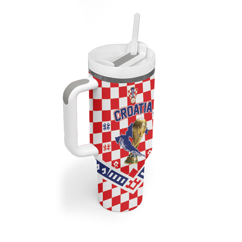 Custom World Football Croatia Tumbler With Handle Fearless Red Check Power