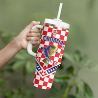 Custom World Football Croatia Tumbler With Handle Fearless Red Check Power