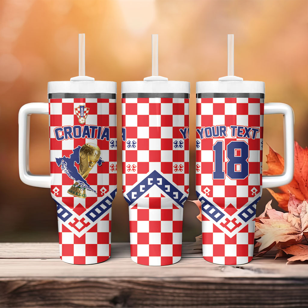 Custom World Football Croatia Tumbler With Handle Fearless Red Check Power