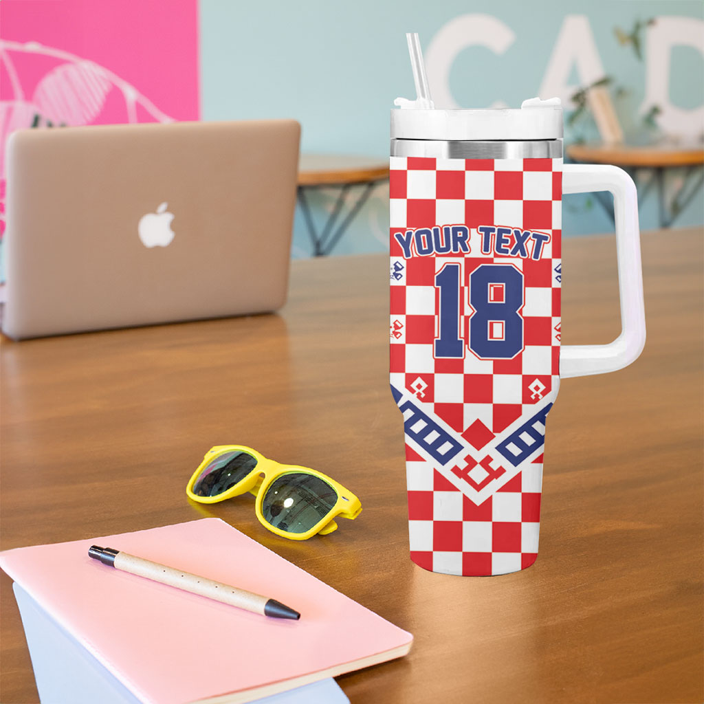 Custom World Football Croatia Tumbler With Handle Fearless Red Check Power