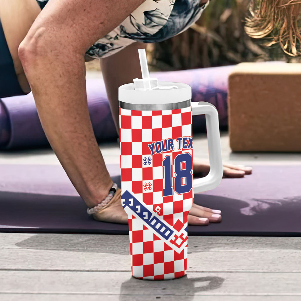 Custom World Football Croatia Tumbler With Handle Fearless Red Check Power
