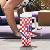 Custom World Football Croatia Tumbler With Handle Fearless Red Check Power