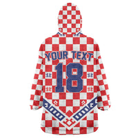 Custom World Football Croatia Wearable Blanket Hoodie Fearless Red Check Power
