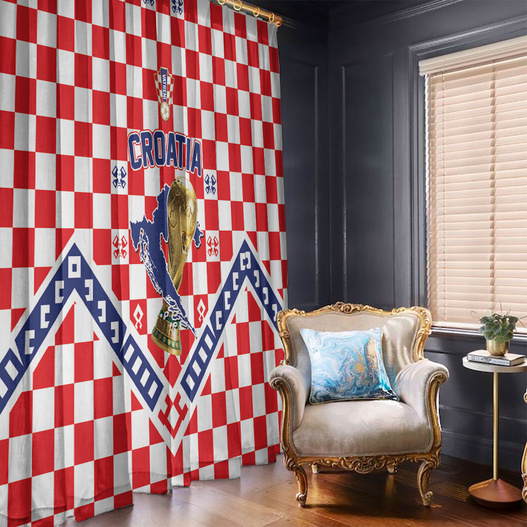 World Football Croatia Window Curtain Fearless Red Check Power