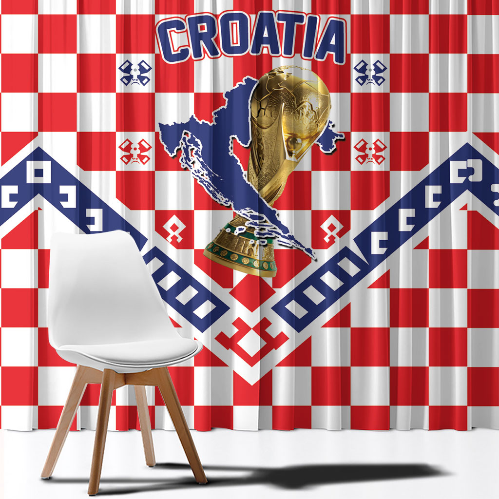 World Football Croatia Window Curtain Fearless Red Check Power