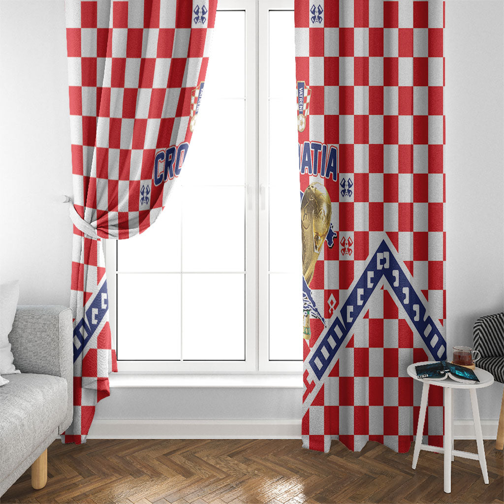 World Football Croatia Window Curtain Fearless Red Check Power