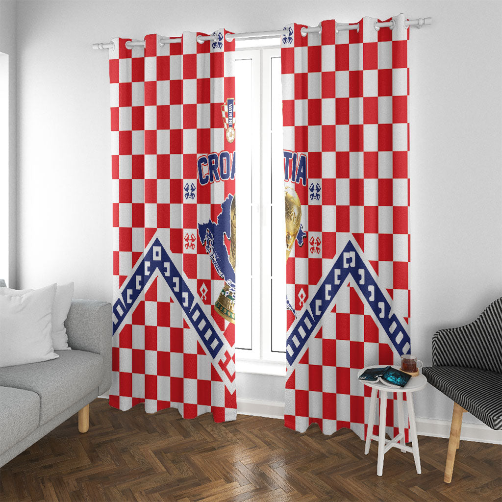 World Football Croatia Window Curtain Fearless Red Check Power