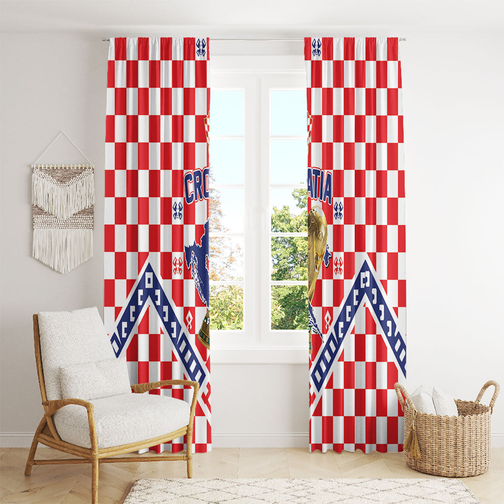 World Football Croatia Window Curtain Fearless Red Check Power