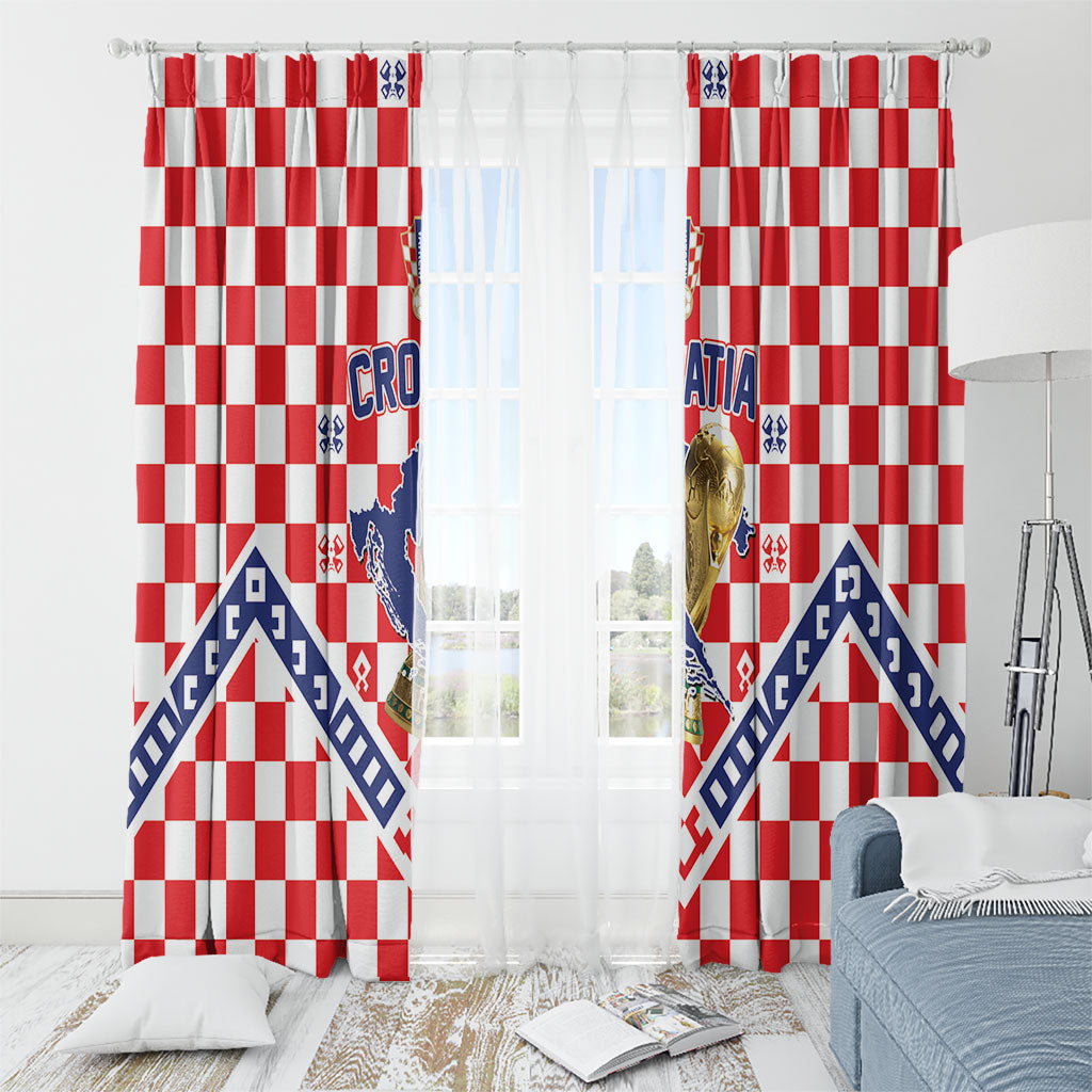 World Football Croatia Window Curtain Fearless Red Check Power