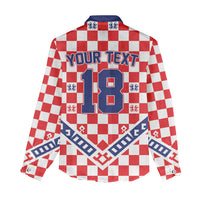 Custom World Football Croatia Women Casual Shirt Fearless Red Check Power