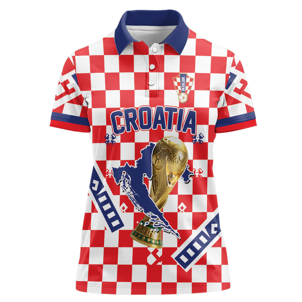 Custom World Football Croatia Women Polo Shirt Fearless Red Check Power