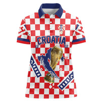 Custom World Football Croatia Women Polo Shirt Fearless Red Check Power