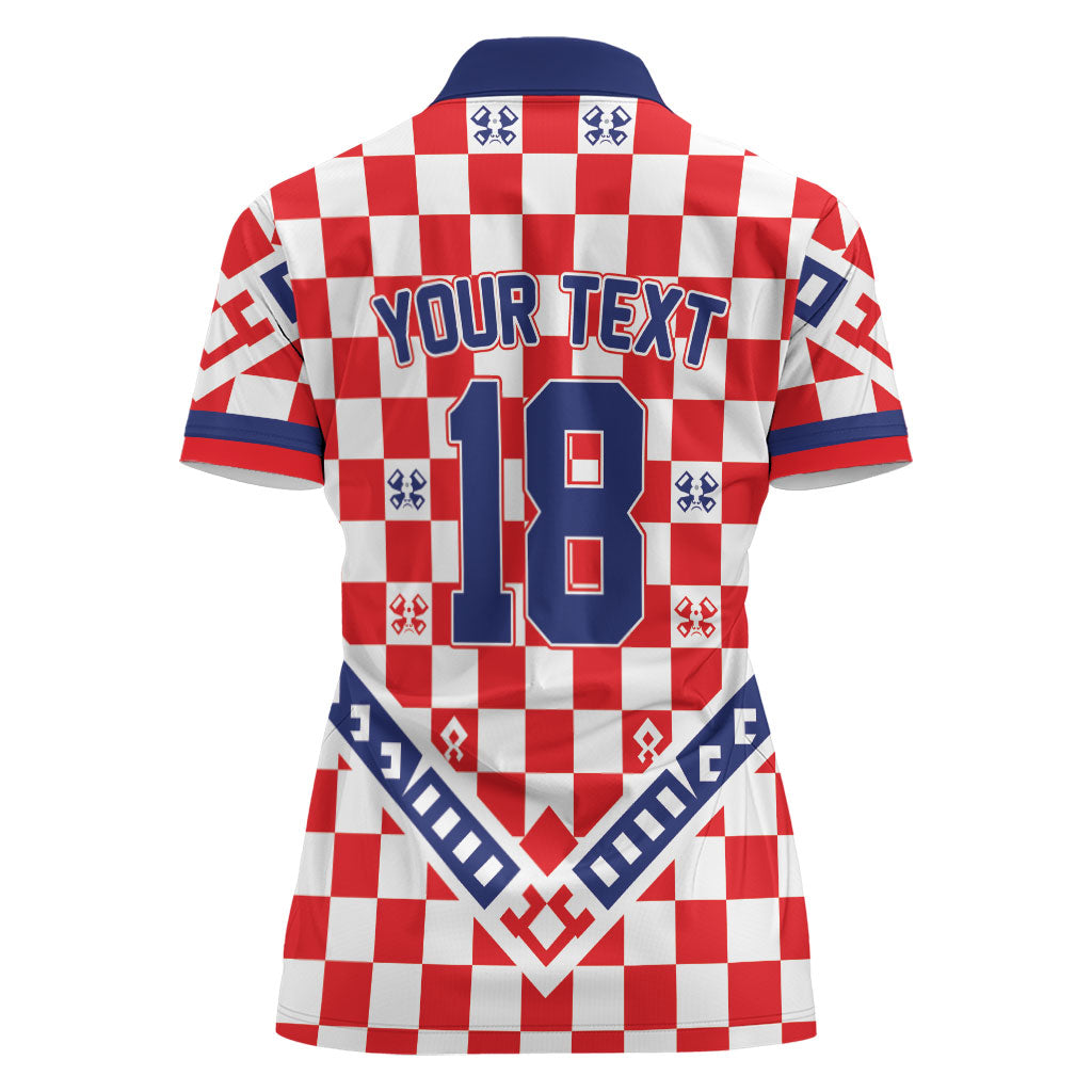Custom World Football Croatia Women Polo Shirt Fearless Red Check Power