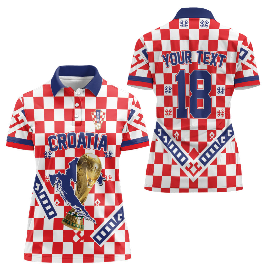 Custom World Football Croatia Women Polo Shirt Fearless Red Check Power