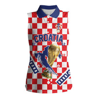 Custom World Football Croatia Women Sleeveless Polo Shirt Fearless Red Check Power