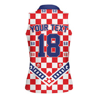 Custom World Football Croatia Women Sleeveless Polo Shirt Fearless Red Check Power