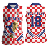 Custom World Football Croatia Women Sleeveless Polo Shirt Fearless Red Check Power