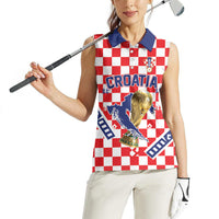 Custom World Football Croatia Women Sleeveless Polo Shirt Fearless Red Check Power