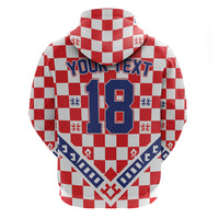 Custom World Football Croatia Zip Hoodie Fearless Red Check Power