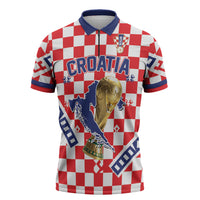 Custom World Football Croatia Zipper Polo Shirt Fearless Red Check Power